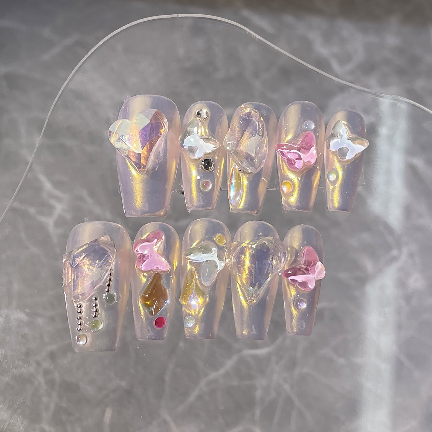 Pure handmade manicure cheese sea salt sticker diamond pearl wearable nail wearable nail piece wearable nail sticker fake nail｜365nails