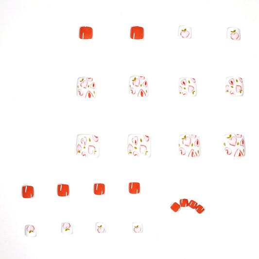 Summer sweet peach tender orange foot nail press-on nails art finished fake nail nail nail patch removable nail piece｜365nails