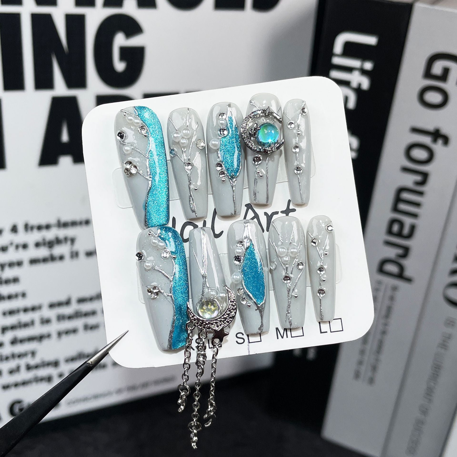 Star Moon Galaxy Sweet and Cool Spice Girls Unhas Artesanais para Uso Pesado Indústria Leve Luxo Novo Adesivo de Unha Adesivo de Unha Vestível ｜365nails