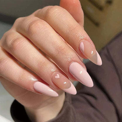 Wearable manicure Wearable manicure Wholesale, French pink love nail sticker Removable nail piece nail piece｜365nails