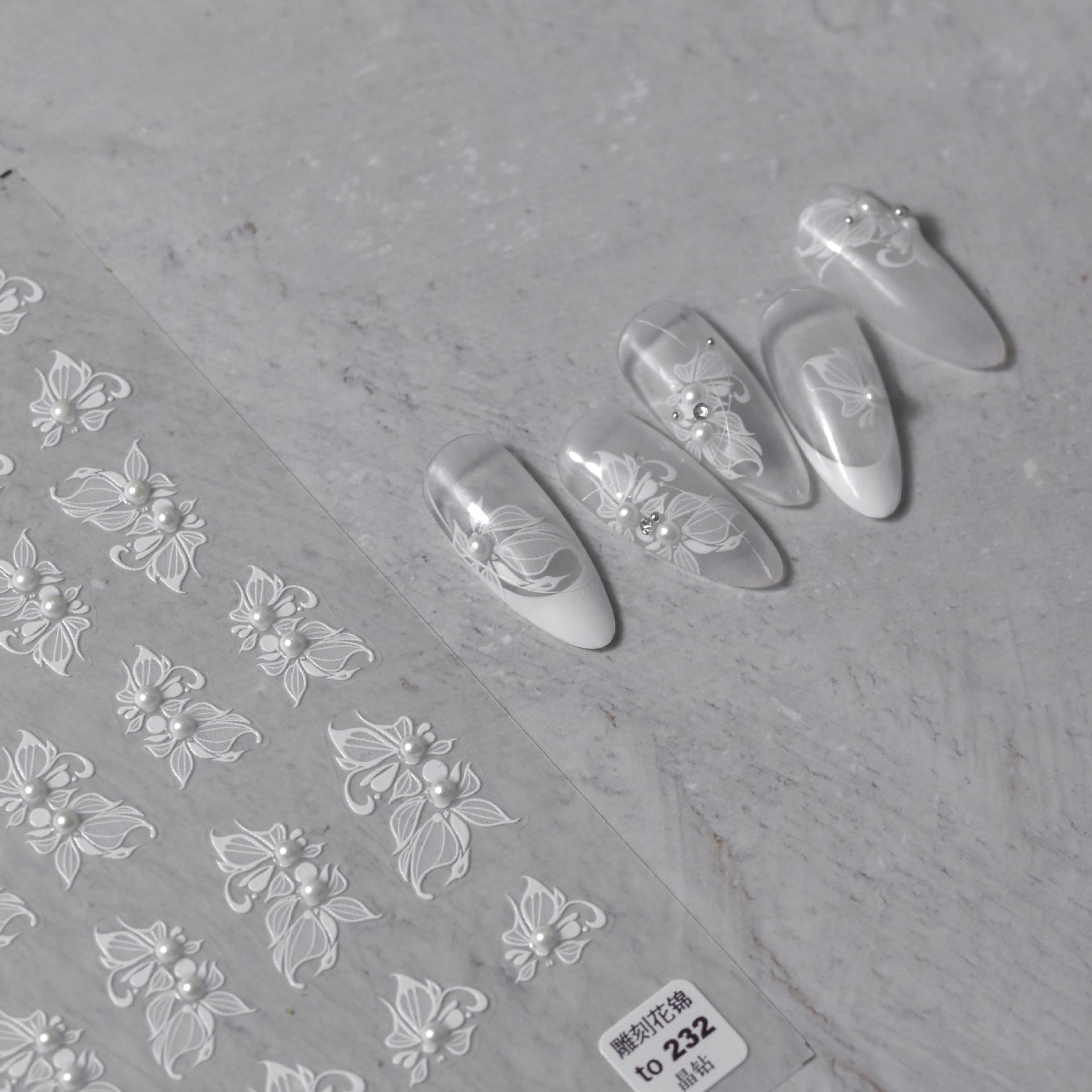 365nails: "White Lace Flower Crystal Diamond" – nail art stickers