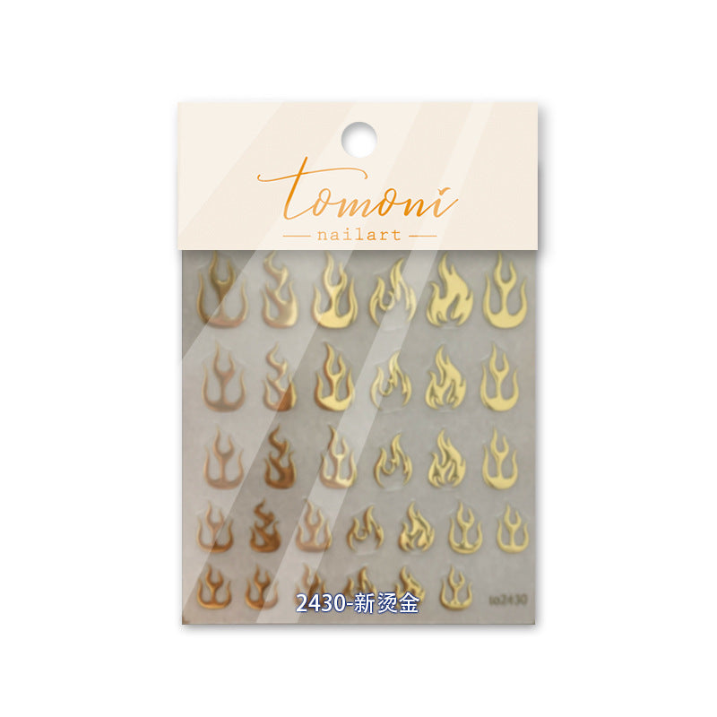 Gold Foil Flames – Punk Metallic Nail Art Set
