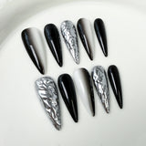 Parche de uña largo y puntiagudo, simple, de dos colores, cambio gradual, dulce, fresco, para usar en uñas postizas de mano pura｜365nails