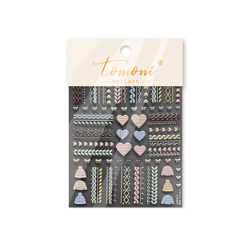 Knit Texture Collection: "Cozy Knit" – 3D Embossed Nail Sticker