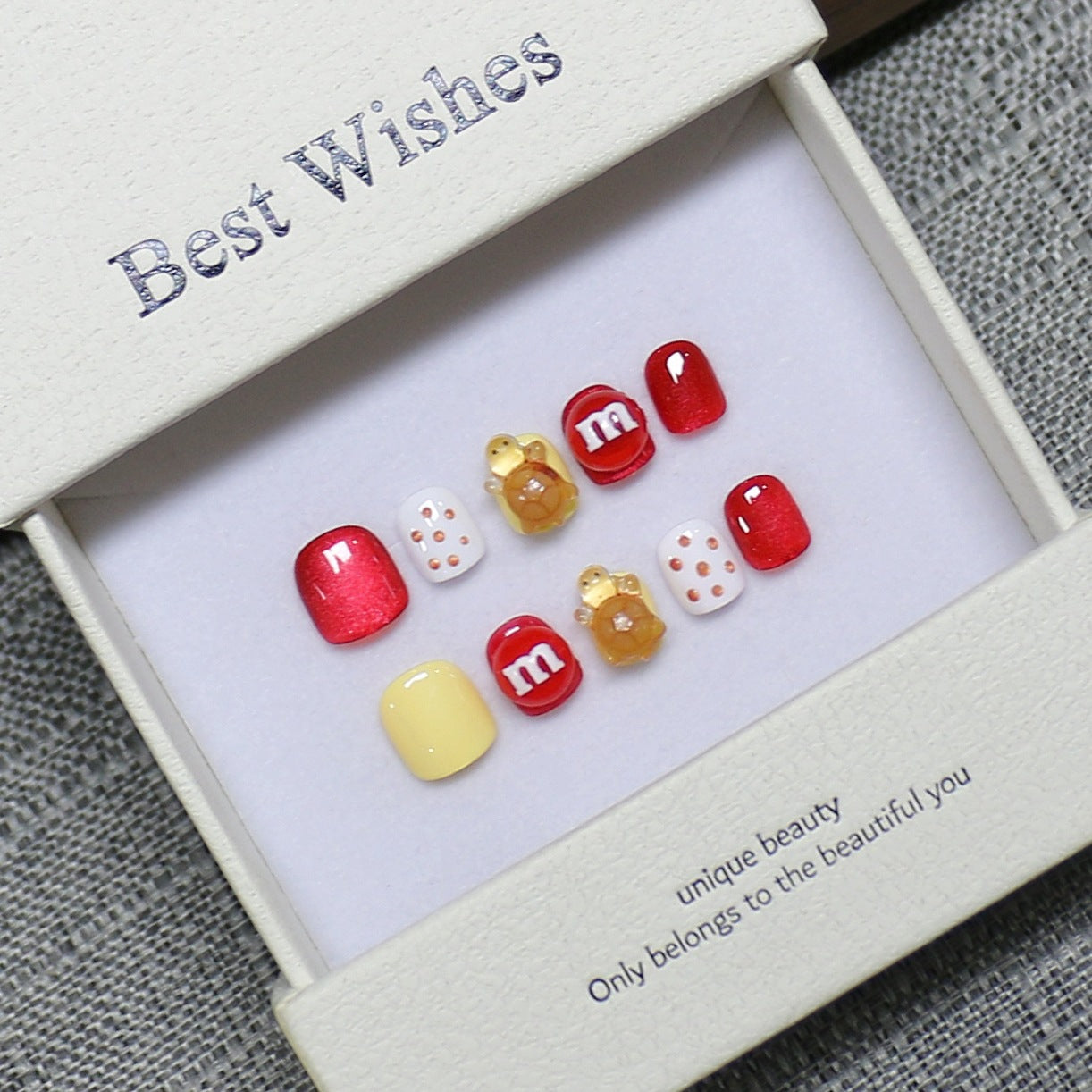 New handmade press-on nails cute cartoon fake nail flakes 3-12 years old