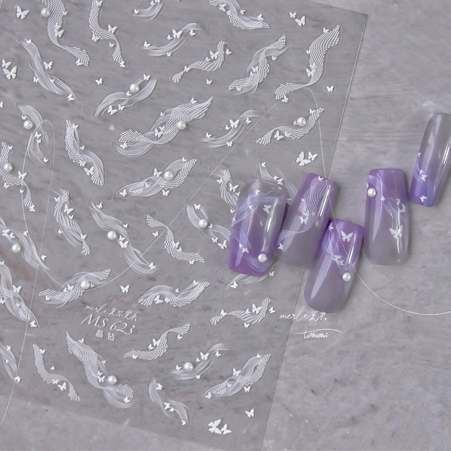 365nails: "White Lace & Crystal Petal" – nail art stickers