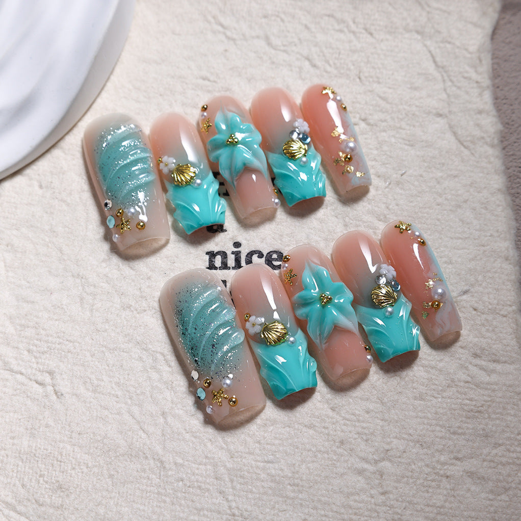 Ocean Starfish Shell Press-On Nails
