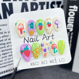 Graffiti Cartoon Handmade Press-on Nails Dream Little Mushroom Hand Painted Cute Sweet Strawberry Nail Patch｜365nails
