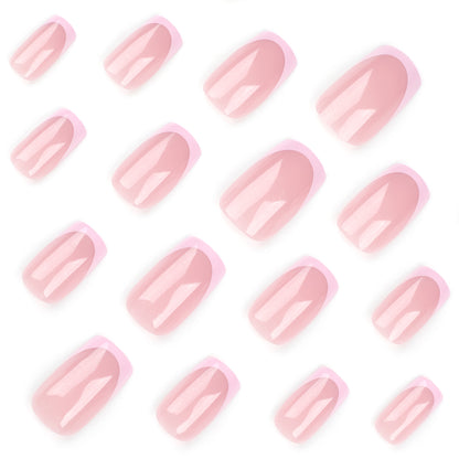 Short rectangular A-type wearable nail pads wholesale simple French pink nail art  hot-selling wearable nail pads｜365nails