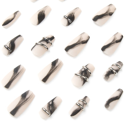 Nail piece Wear nail matte black smudge nail patch Fake nail patch Wear nail medium and long nail patch｜365nails