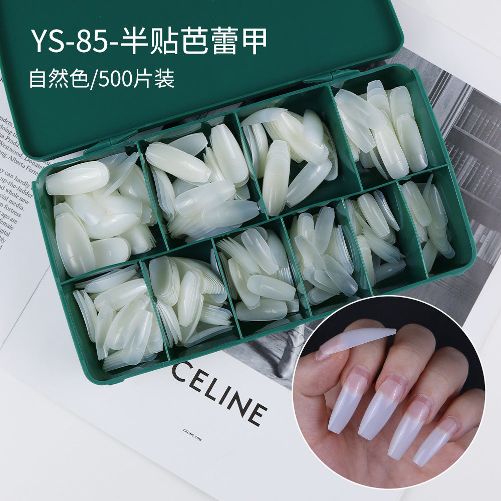 Nail Tips nail pads press on nails patches Nail art transparent patches Full stickers Long ballet nail fake nails 500 pieces in a box