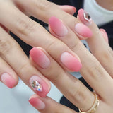 Simple Wear Nail False Nail Short Blush Nail Art Nail Patch Nail Patch Diamond Wear Nail Patch｜365nails
