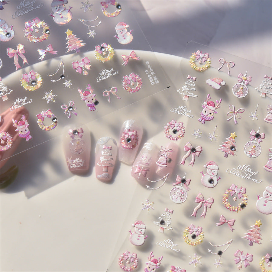 365nails：粉色聖誕水晶 — 美甲貼紙