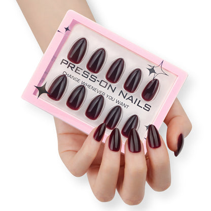 Uñas cortas de diseño sencillo de Spice Girl, con cambio gradual en rojo oscuro, muy populares al por mayor | 365nails