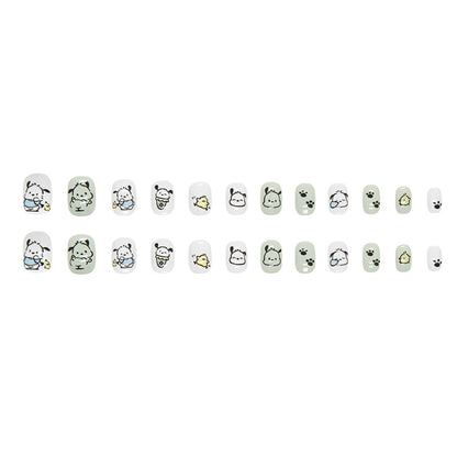Scribbled puppy little yellow chicken super cute kids nails 24 pieces｜365nails