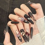 Gothic Rose Butterfly Matte Dark Fantasy Nails