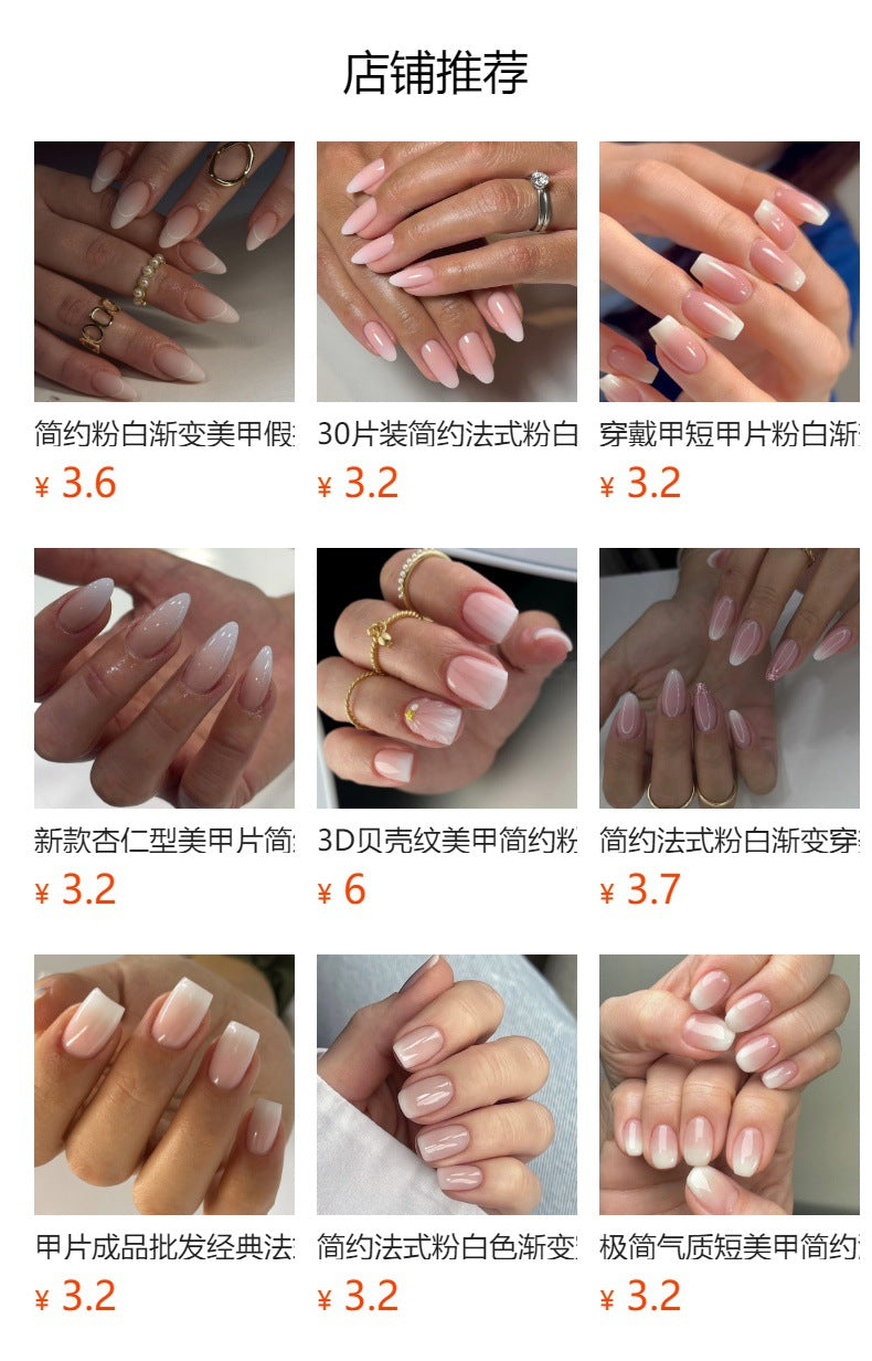 Pink Ombre Stiletto Press On Nails with Silver Rhinestone Charms