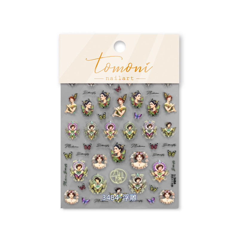 365nails: "vintage fairy & butterfly portrait" – Nail Art Stickers