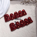 Red Crystal Full Rhinestone Press On Nails