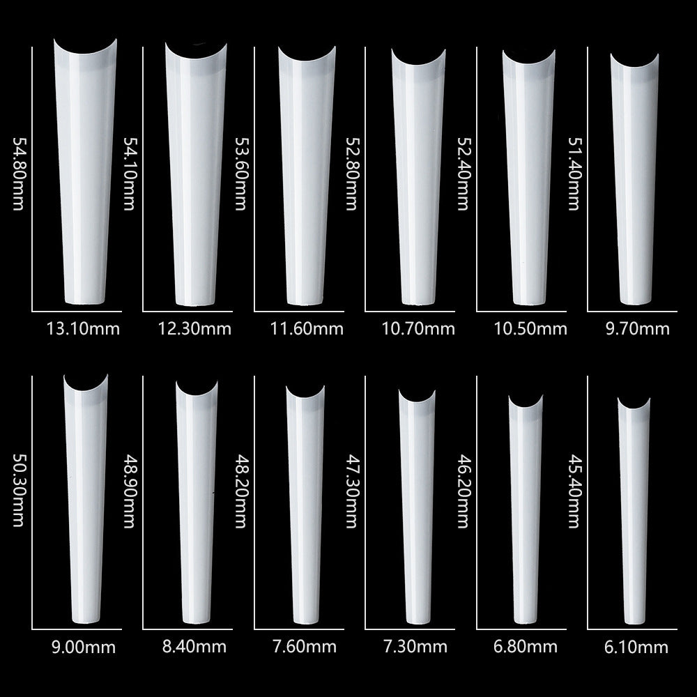 Nail Tips New extended denim nail piece,  XXXL fake nail transparent flat head nail piece French semi-sticker denim nail