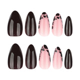 Pink and Black Cow Print Contrast Glossy Nails
