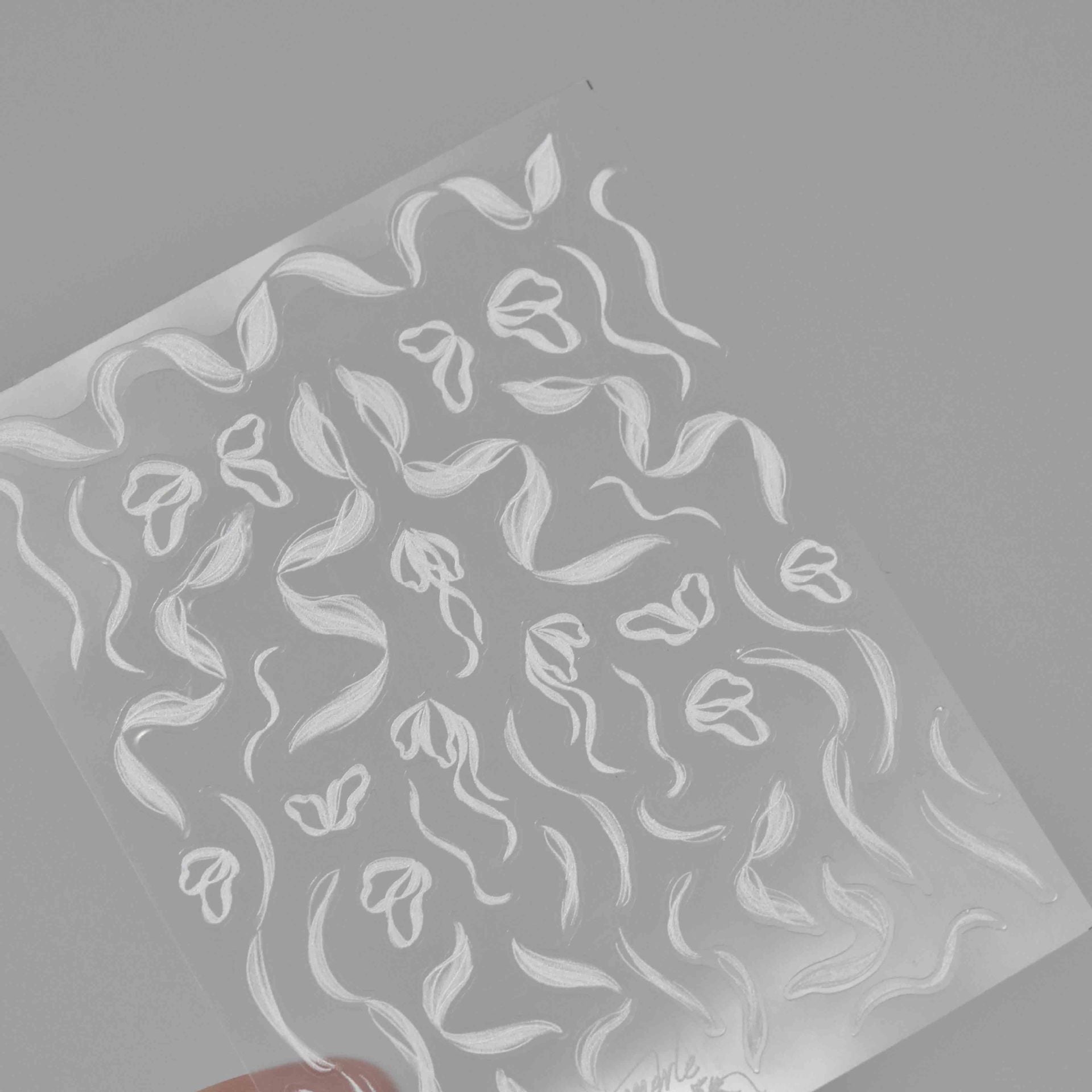 Minimalist Gray Ribbon – Elegant Line Art Nail Sticker Set