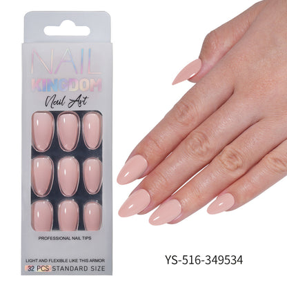 Press on nails Advanced Aurora Fine Flash Almond Short Nail Film Removable Fake Nail Prefabricated Solid Color  Nail Art Wholesale