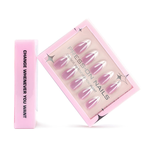 French simple high-end wearing armor 30 pieces coated manicure short almond repeatable nail piece finished product wholesale｜365nails