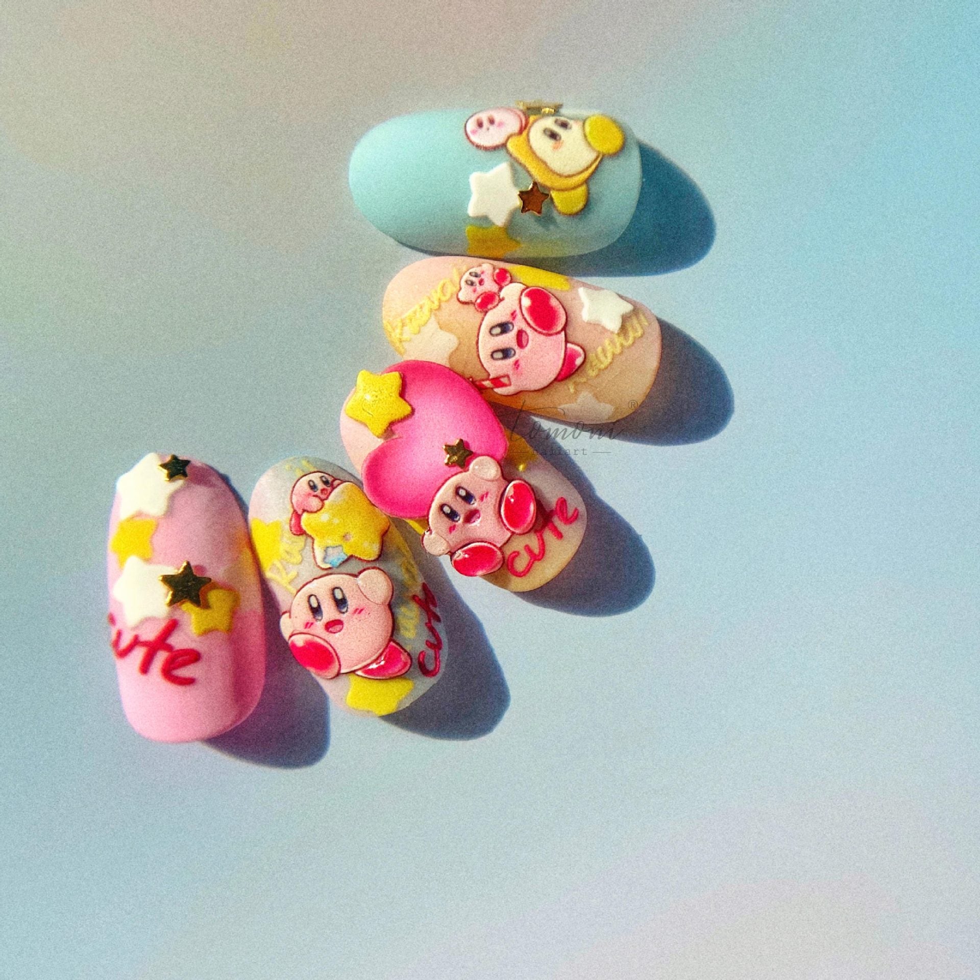 365nails: "Kawaii Kirby Cute Character Embossed" – Nail Art Stickers