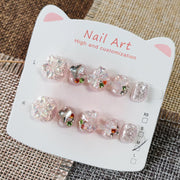 365nails:「閃耀仙女水晶」短款方圓形手工製兒童穿戴甲