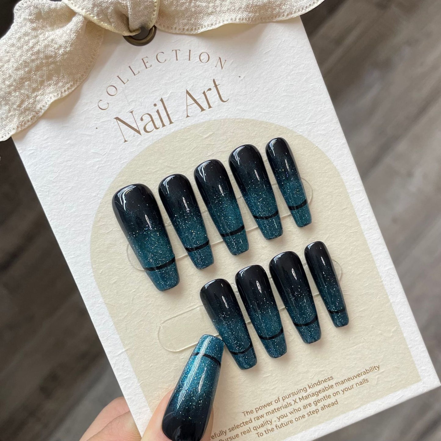 Cold jadeite cat eye press on nails, glazed spar s, handmade nails | 365nails