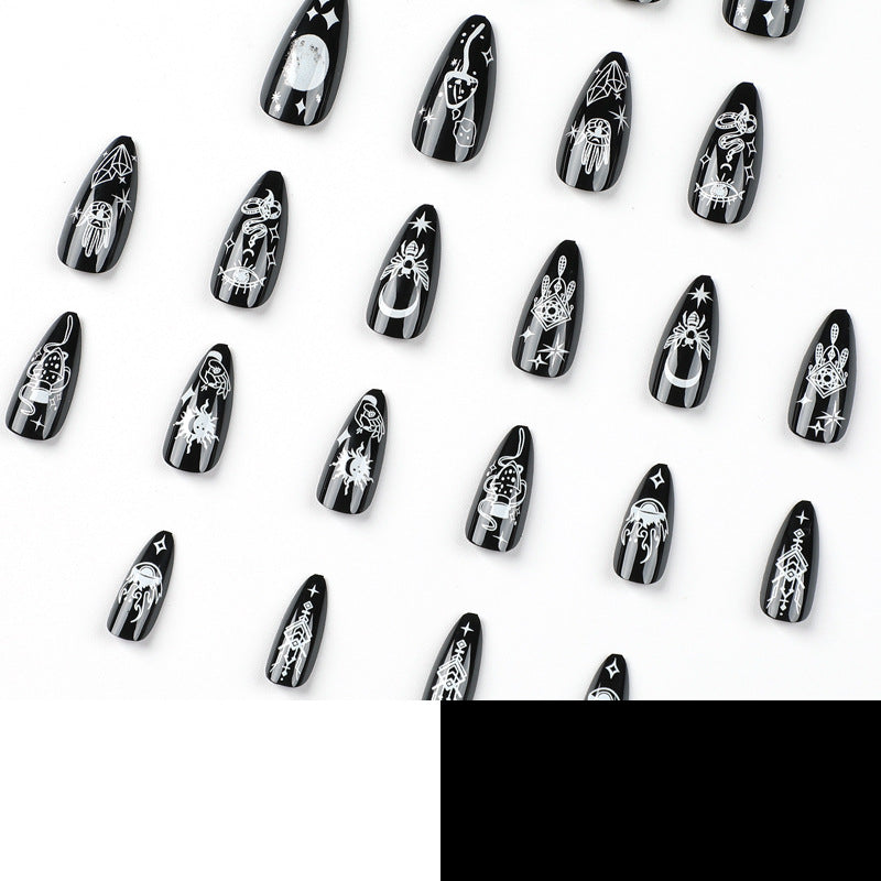 Piezas de arte de uñas Patrón de serpiente de estrella y luna Piezas de uñas postizas Venta al por mayor Piezas de arte de uñas Venta al por mayor Uñas para usar Manicura removible｜365nails