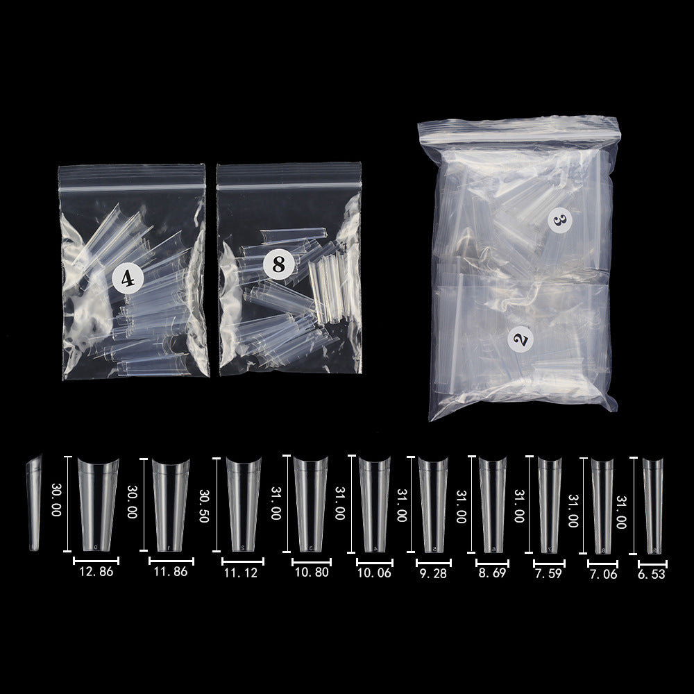 甲片 XL 牛仔圖案 500片 盒裝 延長 透明 假甲 半貼 輕薄 梯形 甲片 (MOQ=3)