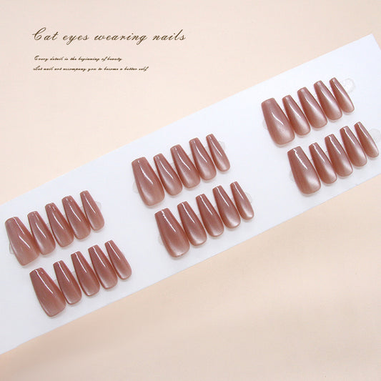 Nail Tips  prefabricated nail cat eye plum brown sweet fashion versatile white  removable wearable nail 30｜365nails