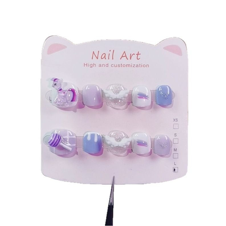 Pony Poly Purple Moon Kids Press On Nails Set