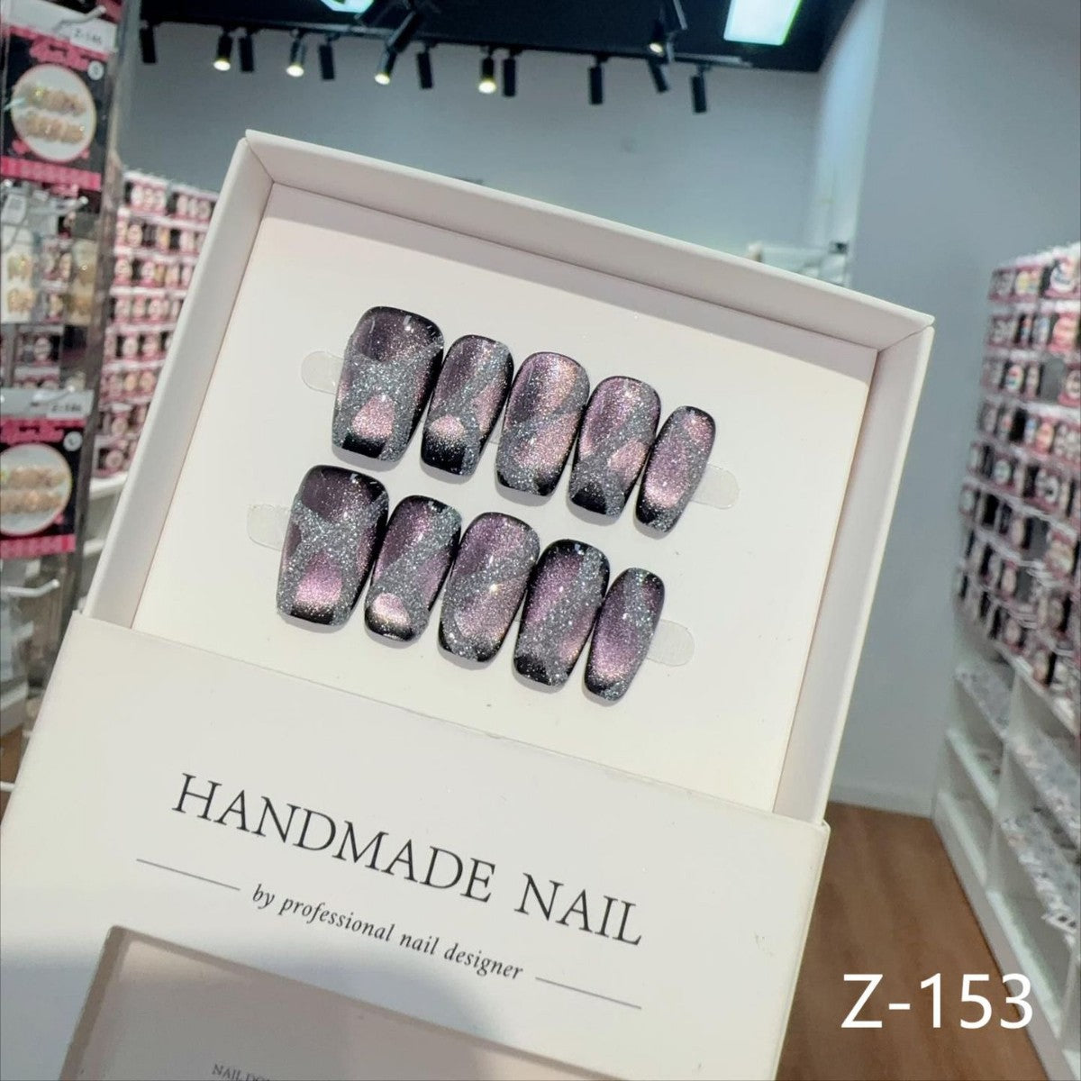 365nails: "Nebula Dream" – Magnetic Cat Eye & Glitter Handmade Short Square Nails