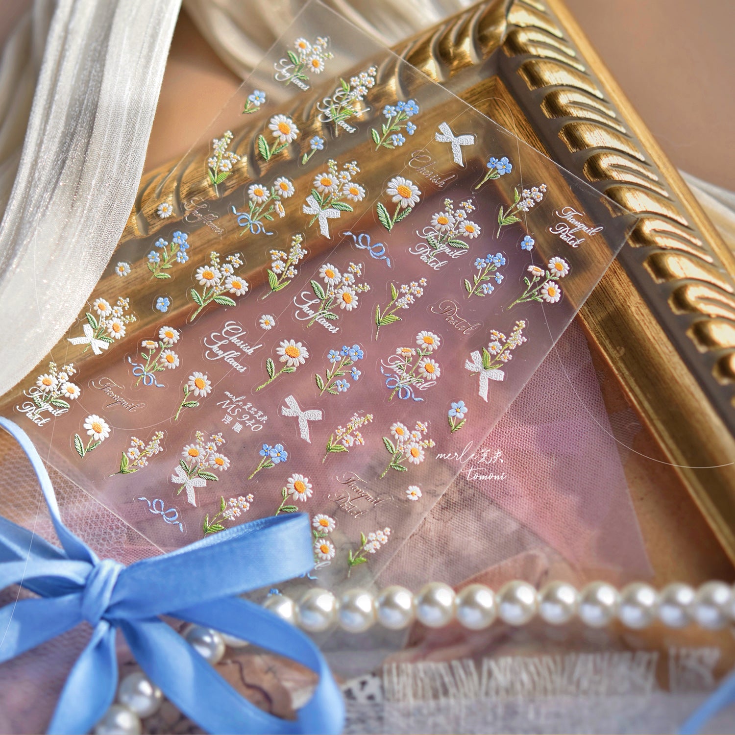 Pastel Wildflower Wreath – Romantic Vintage Nail Art Stickers