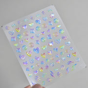 全息幾何心形系列：「彩虹幻彩」—3D 全息甲貼
