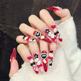 Red Black Ace Card Casino Glam Nails