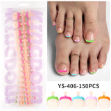 press on nails and toe advanced  French foot nail simple and seamless fuel injection full sticker 120 finished nail pads
