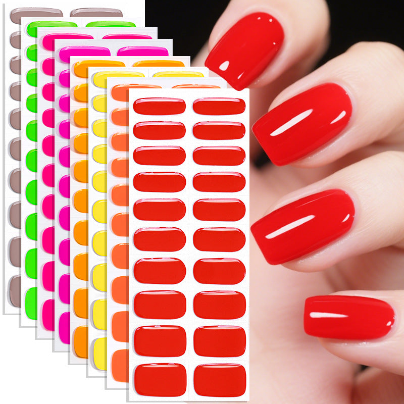 Semi-Cured Gel Nail Strips 3D Solid Color Glossy Design (MOQ=3)