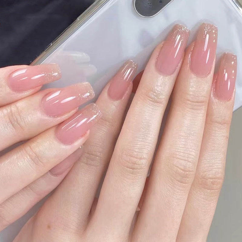 Press-on nails film naked powder short ballet French glitter powder nail patch wholesale nail art press on nails wholesale nails｜365nails