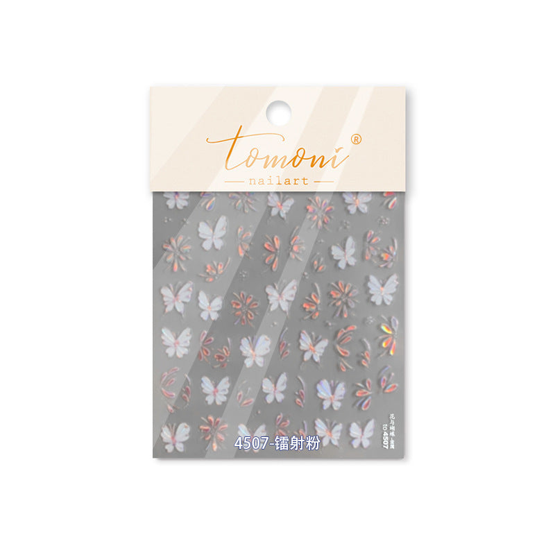 365nails: "Feuille d'or papillon et fleur dessin au trait" – Autocollants pour ongles