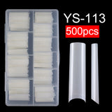Nail Tips nail plate extended half-stick water pipe nail 500 pieces boxed high-arc XXL  transparent patch fake nails
