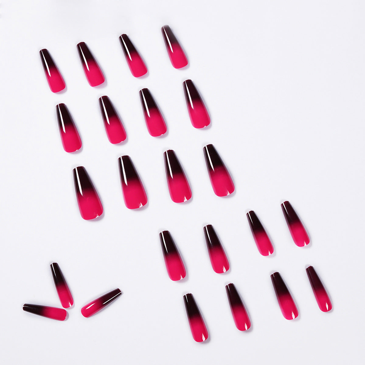 Long Ballet Berry Roxo Preto Mudança Gradual S Wear Nail Art Acabamento Nail Art Patch Removível｜365nails