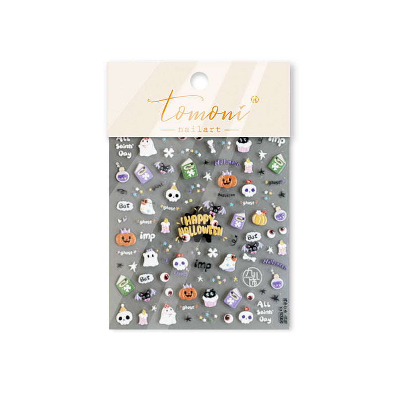 Spooky Halloween: "Happy Halloween" – 5D Embossed Nail Sticker