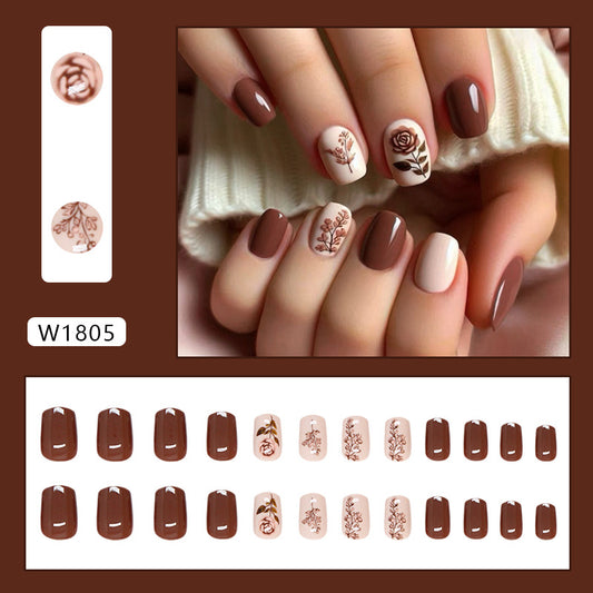Nail art pics Solid color lin prss-on nails Dtachabl nail art pics Simpl ros fak nail short nail 24 pics｜365nails