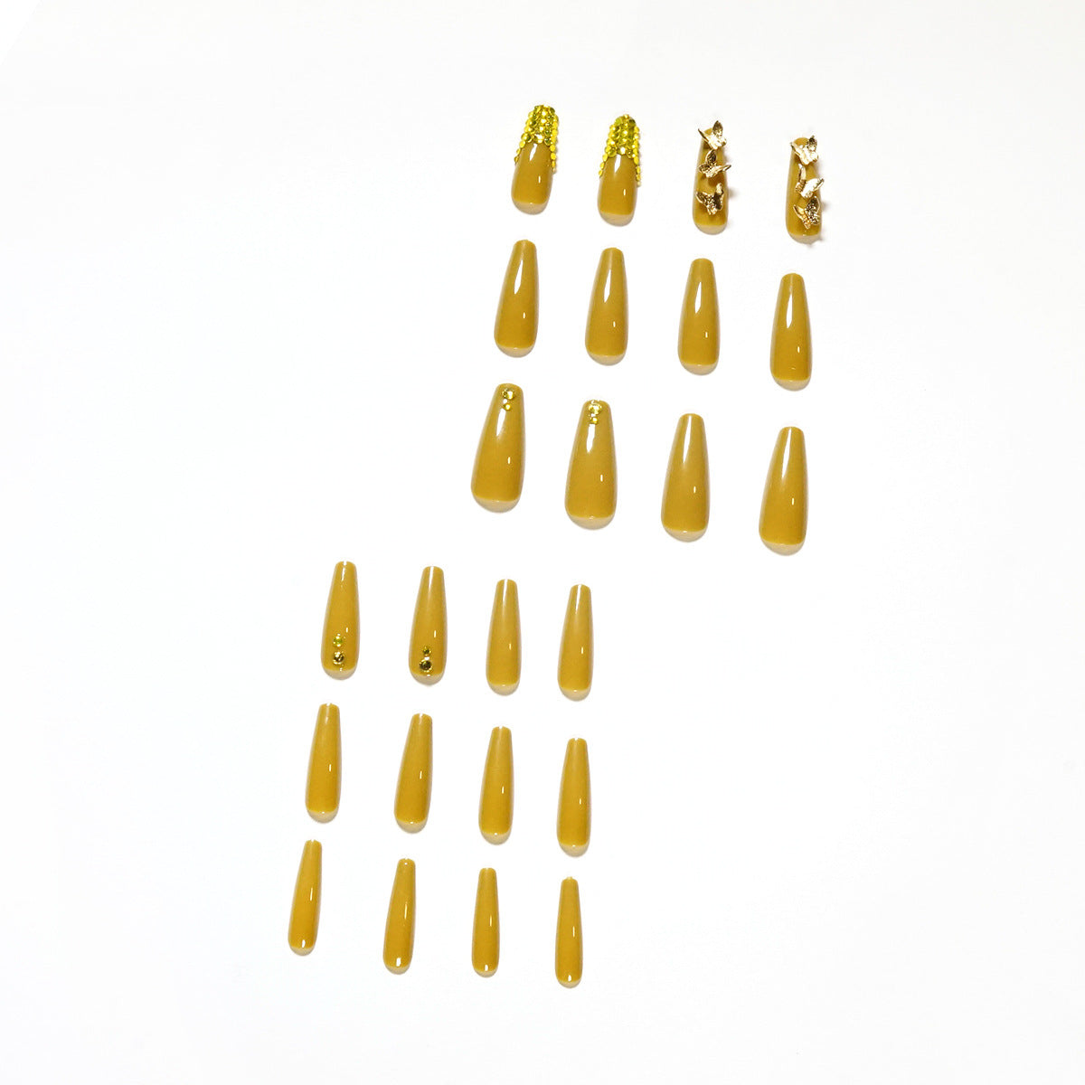 Mustard Yellow Full Diamond Wear Nail Butterfly Nail Art French Nail Patch Whitening Nail Art Patch Wear Nail Art Wholesale｜365nails