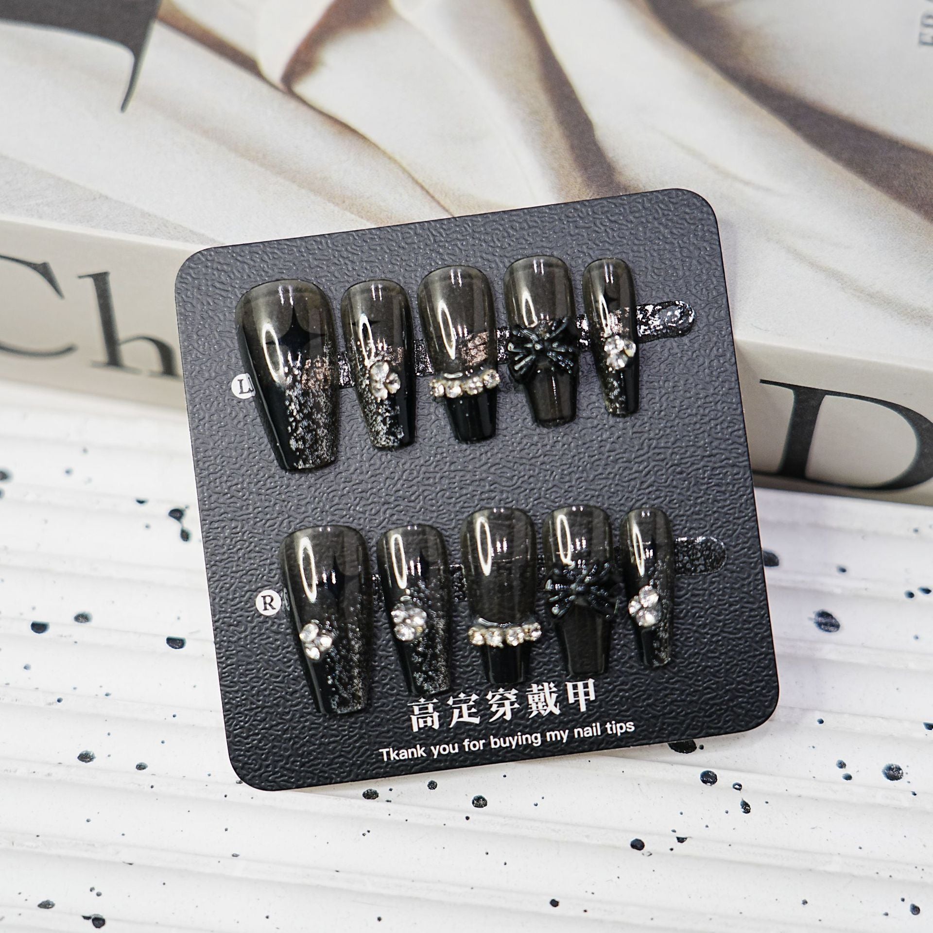 Press-On Nails Instruction Card High-end solid color nail card (MOQ:50 pieces)