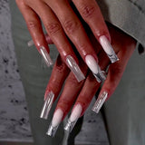 Peças de unha Use peças de unha Arte de unha finalizada Adesivos de unha Peças de arte de unha de balé longas Unhas postiças｜365nails